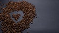 Heap of coffee beans on black background Royalty Free Stock Photo