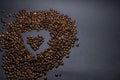 Heap of coffee beans on black background Royalty Free Stock Photo