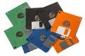 Heap of color floppy disks