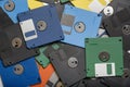 Heap of color floppy disks