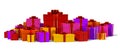 Heap of color gift boxes