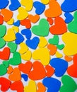 Heap of colorful candies confetti of heart shape, abstract background, Valentine Day holiday concept. Royalty Free Stock Photo