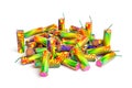 Heap of colorful firework isolated on white background Royalty Free Stock Photo