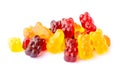 Heap of colorful jelly bears isolated on white background