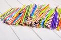 Heap of colorful paper straws for party cocktails Royalty Free Stock Photo