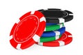 Heap of Colorful Poker Casino Chips. 3d Rendering