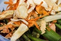 Heap of compost vegetables peelings from cooking