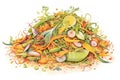 heap of compost with visible vegetable peels inside