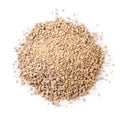 Heap of compound feed for animals on a white background, isolated. Top view Royalty Free Stock Photo
