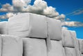 Heap of cubic hay bales Royalty Free Stock Photo