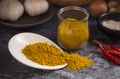 Heap of curry powder indian kitchen Royalty Free Stock Photo
