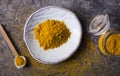Heap of curry powder indian kitchen Royalty Free Stock Photo
