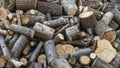 Heap of cut tree log , firewoods for burning in winter Royalty Free Stock Photo