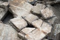 Heap of the damaged concrete blocks