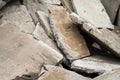 Heap of the damaged concrete blocks