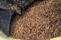 Heap of grated chocolate closeup Royalty Free Stock Photo