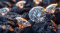 A heap of dazzling gemstones resting on a bed of dark coal