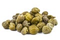 Heap of delicious capers on white background Royalty Free Stock Photo