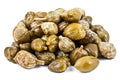 Heap of delicious capers on white background