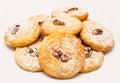 Heap of delicious cookies icing sugar with walnut isolated