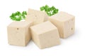 Heap of diced tofu cheese isolated on white background with clipping path and full depth of field, Royalty Free Stock Photo