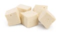 Heap of diced tofu cheese isolated on white background with clipping path and full depth of field, Royalty Free Stock Photo