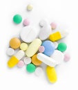 Heap of different tablets, pills and capsules Royalty Free Stock Photo