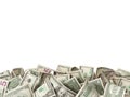 Heap of 1,5 and 100 Dollar Bills on white background Royalty Free Stock Photo