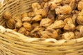 Heap of dried fig fruits in a basket Royalty Free Stock Photo