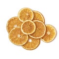 Heap of dried orange slices isolated on white background Royalty Free Stock Photo