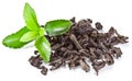 Heap of dry tea with green tea leaves. Royalty Free Stock Photo