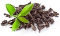 Heap of dry tea with green tea leaves. Royalty Free Stock Photo