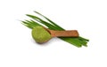 Heap of dry young barley or wheat grass powder in a bowl isoolated. Royalty Free Stock Photo