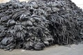 Heap of dumped old dirty inner tube Royalty Free Stock Photo