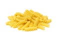 Heap of durum wheat fusilli type of pasta isolated on white background Royalty Free Stock Photo