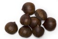 heap of eight chestnuts isolated white background Royalty Free Stock Photo
