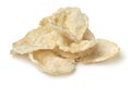 Heap of Emping, a type of Indonesian chips close up on white background
