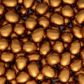 Heap of farm raw organic gold chicken eggs, abstract background