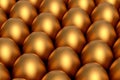 Heap of farm raw organic gold chicken eggs, abstract background