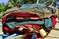 Heap of fishermen nets on the beach Royalty Free Stock Photo