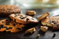 Heap of fresh baked cookies with raisin and chocolate Royalty Free Stock Photo