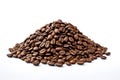 Heap of fresh black coffee beans isolated over white background Royalty Free Stock Photo