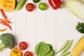 Heap of fresh fruits and vegetables on wooden background Royalty Free Stock Photo