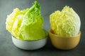 Heap fresh of green leaf iceberg lettuce for wrap Thai food in bowl