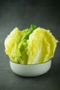 Heap fresh of green leaf iceberg lettuce for wrap Thai food in bowl