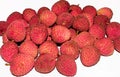 A heap of fresh Lychee on white background Royalty Free Stock Photo