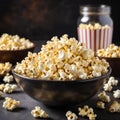 Heap of fresh made salted popcorn