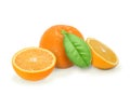 Heap of fresh orange with green leaf Royalty Free Stock Photo