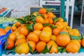 Heap of fresh ripe oranges tangerines on the market Royalty Free Stock Photo
