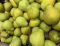 heap of fresh and ripe pomelo fruits in the supermarket for sale. ugly fruits